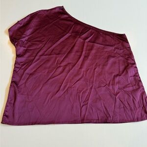SHEIN One-Shoulder Burgundy Blouse